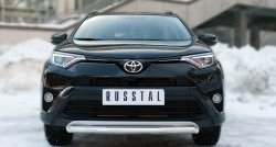 Одинарная защита переднего бампера из трубы с округлым сгибом диаметром 63 мм (рестайлинг) SLITKOFF Toyota RAV4  XA40 (2015-2019) 5 дв. рестайлинг