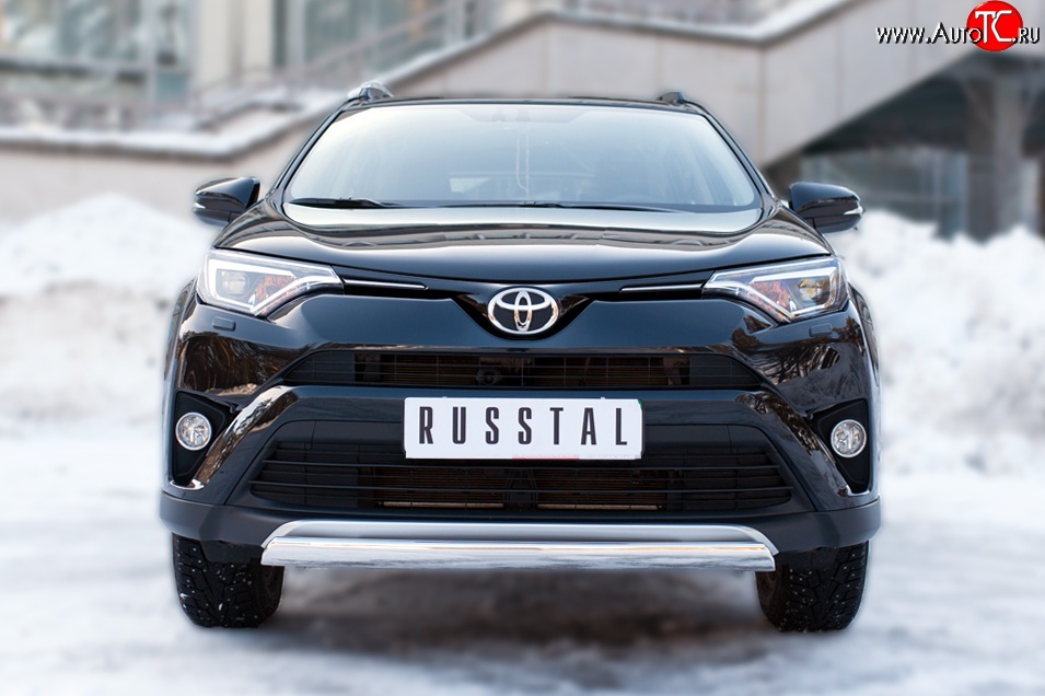 12 499 р. Защита переднего бампера (Ø75х42 мм, нержавейка) Russtal Toyota RAV4 XA40 5 дв. рестайлинг (2015-2019)  с доставкой в г. Белгород