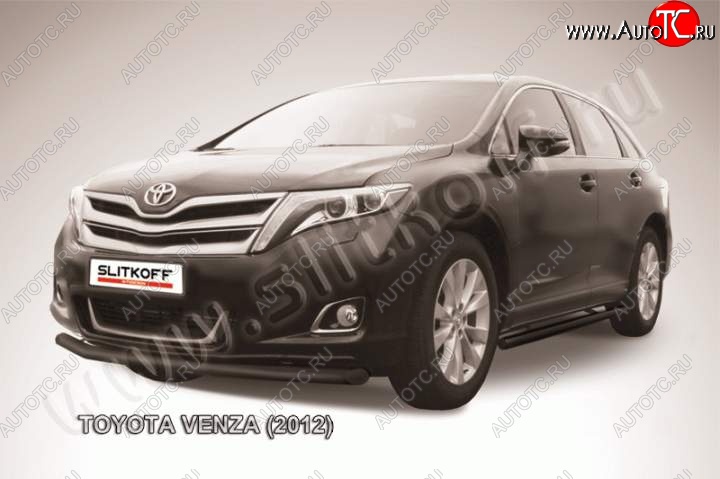 9 099 р. Защита переднего бампер d57 Slitkoff Toyota Venza GV10 рестайлинг (2012-2016) (Цвет: серебристый)  с доставкой в г. Белгород