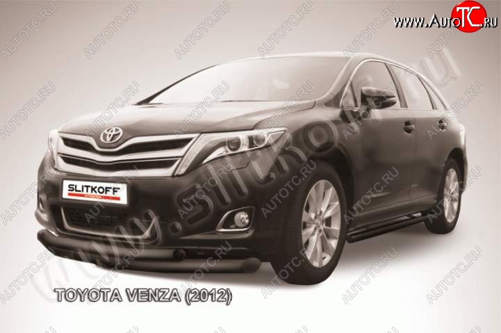 12 399 р. Защита переднего бампера d76+d57 Slitkoff Toyota Venza GV10 рестайлинг (2012-2016) (Цвет: серебристый)  с доставкой в г. Белгород