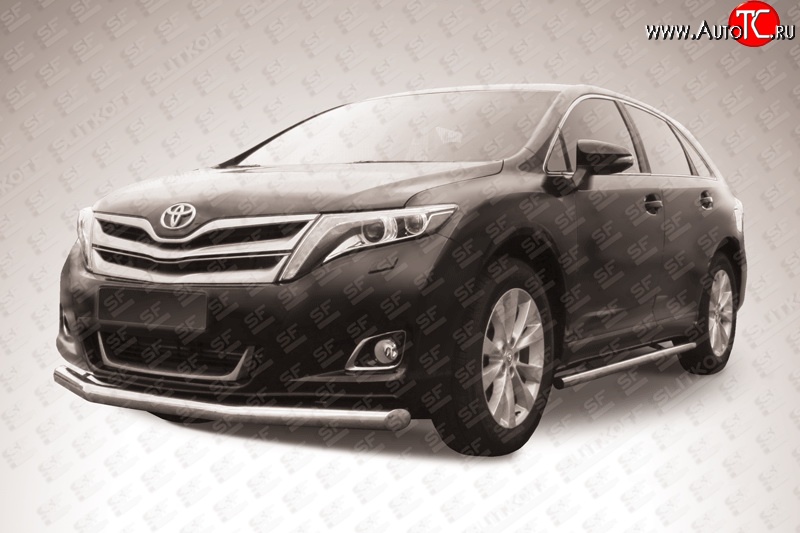 14 699 р. Одинарная защита переднего бампера диаметром 76 мм Slitkoff Toyota Venza GV10 рестайлинг (2012-2016) (Цвет: нержавеющая полированная сталь)  с доставкой в г. Белгород