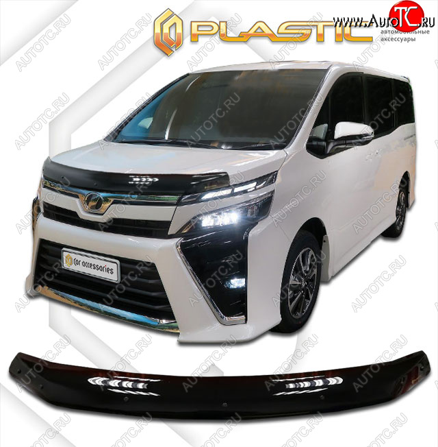 2 199 р. Дефлектор капота CA-Plastic Toyota Voxy минивэн R80 дорестайлинг (2014-2017) (черный, без надписи)  с доставкой в г. Белгород