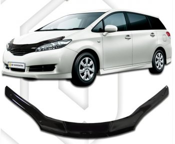 2 299 р. Дефлектор капота CA-Plastic Toyota Wish XE20 рестайлинг (2012-2017) (серия Classic черный, Без надписи)  с доставкой в г. Белгород. Увеличить фотографию 2