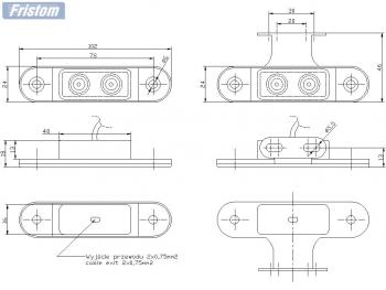 479 р. Фонарь габаритный (с проводом LED 85x27x19) FRISTOM Scania 4-series (1997-2007) (жёлтый)  с доставкой в г. Белгород. Увеличить фотографию 2