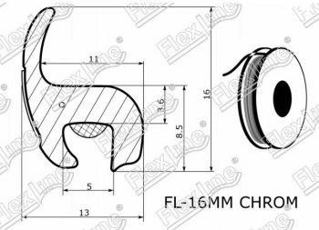 299 р. Универсальный уплотнитель FlexLine (16 mm U-LIP с хром полосой, 1 погонный метр) Skoda Fabia Mk3 универсал рестайлинг (2018-2022)  с доставкой в г. Белгород. Увеличить фотографию 2