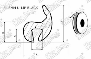 195 р. Универсальный уплотнитель FlexLine (жесткий профиль 8 mm U-LIP, 1 погонный метр) Renault Twingo 3 (2014-2025)  с доставкой в г. Белгород. Увеличить фотографию 2