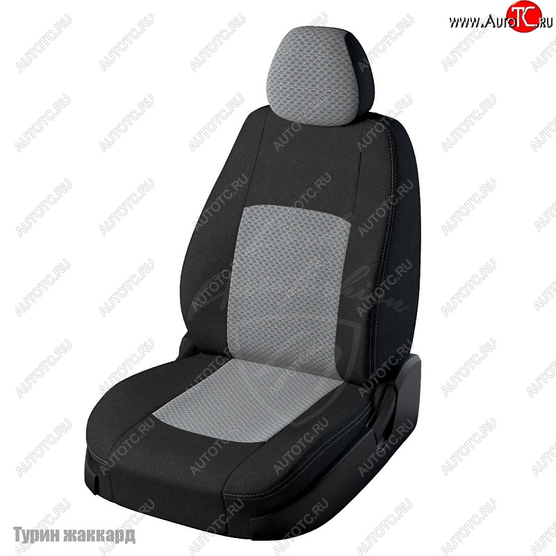 6 399 р. Чехлы для сидений Lord Autofashion Турин (жаккард) Лада Калина 2192 хэтчбек (2013-2018) (Черный, вставка Тропик)  с доставкой в г. Белгород