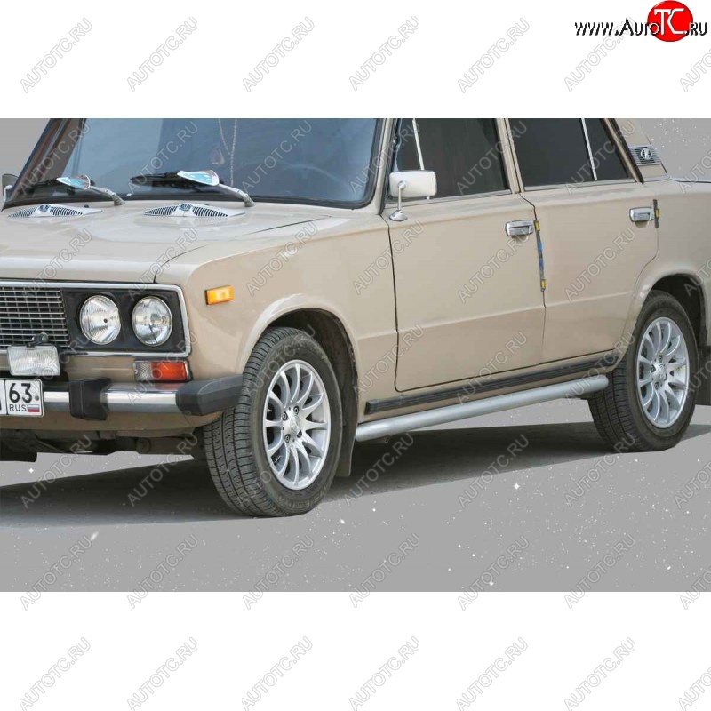 3 899 р. Защита порогов ТехноСфера (Техно Сфера) (Сталь с покрытием, 51 mm) Лада 2104 (1984-2012) (цвет: Серебристый)  с доставкой в г. Белгород