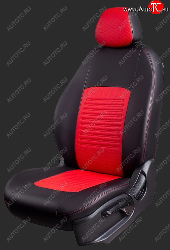 9 899 р. Чехлы для сидений Lord Autofashion Турин (экокожа) Лада 2107 (1982-2012) (Черный, вставка красная)  с доставкой в г. Белгород