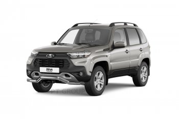 11 249 р. Защита переднего бампера Petroil Tuning (Ø63, волна) Лада Нива Трэвел (212300-80) (2021-2025) (Нержавейка полированная)  с доставкой в г. Белгород. Увеличить фотографию 3
