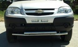 Двойная защита переднего бампера d63.5 мм Металл Дизайн Chevrolet Niva 2123 рестайлинг (2009-2020)