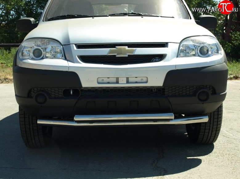 70 999 р. Двойная защита переднего бампера d63.5 мм Металл Дизайн Chevrolet Niva 2123 рестайлинг (2009-2020) (Сталь с покрытием, цвет серебристый)  с доставкой в г. Белгород