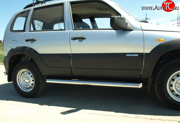10 449 р. Защита порогов d76 мм Металл Дизайн Chevrolet Niva 2123 рестайлинг (2009-2020) (полированная нержавейка)  с доставкой в г. Белгород