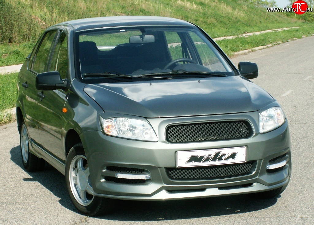 5 199 р. Передний бампер Nika-Sport Лада Гранта 1 2191 лифтбэк дорестайлинг  (2011-2013) (Неокрашенный)  с доставкой в г. Белгород