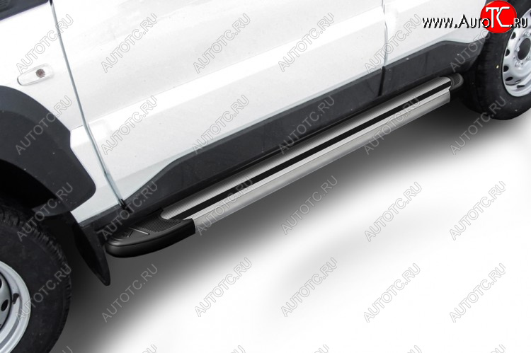 10 399 р. Пороги алюминиевые Slitkoff Лада Нива Трэвел (212300-80) (2021-2025) (Luxe Silver)  с доставкой в г. Белгород