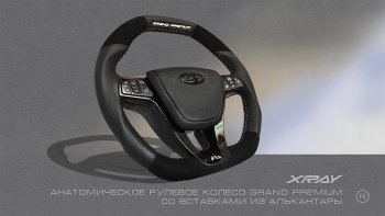 15 699 р. Анатомическое рулевое колесо Grand Premium (алькантара) Лада XRAY (2016-2022) (Без подогрева, На базе руля клиента)  с доставкой в г. Белгород. Увеличить фотографию 2