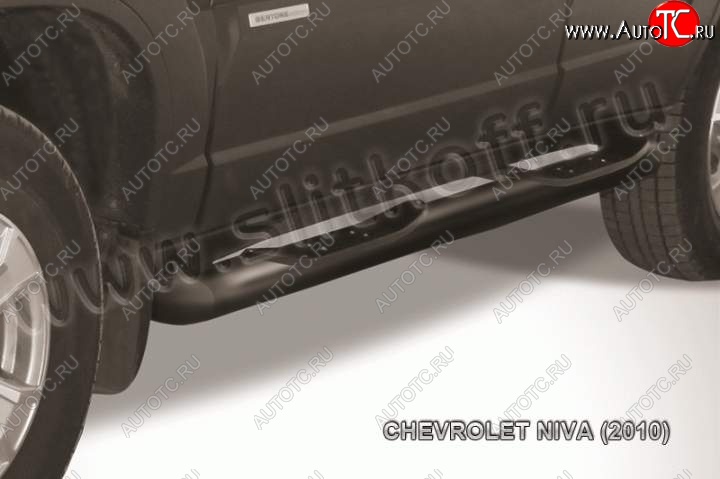12 399 р. Защита порогов Slitkoff Chevrolet Niva 2123 рестайлинг (2009-2020) (Цвет: серебристый)  с доставкой в г. Белгород