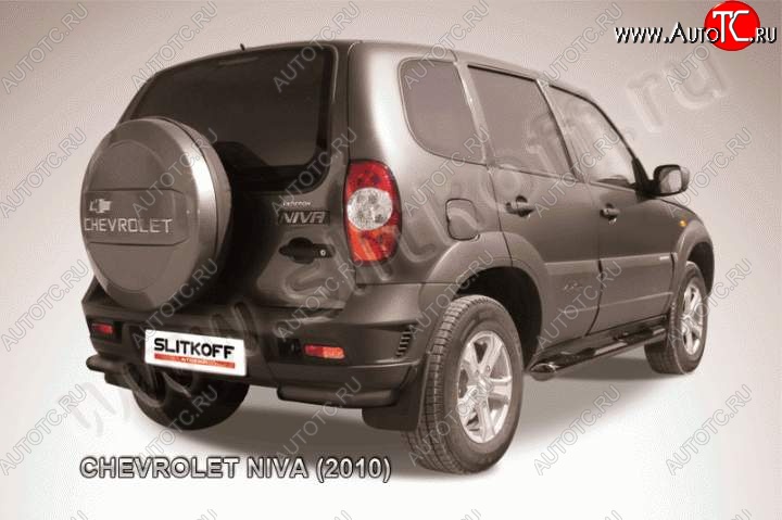 4 199 р. Защита заднего бампера из боковых уголков Slitkoff (d57, черная) Chevrolet Niva 2123 рестайлинг (2009-2020) (Цвет: серебристый)  с доставкой в г. Белгород