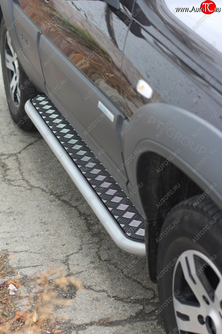 10 649 р. Порожки для ног Petroil Tuning (Ø51 мм) Chevrolet Niva 2123 рестайлинг (2009-2020) (Сталь с полимерным покрытием в цвет: серебристый ❞Искра❝)  с доставкой в г. Белгород
