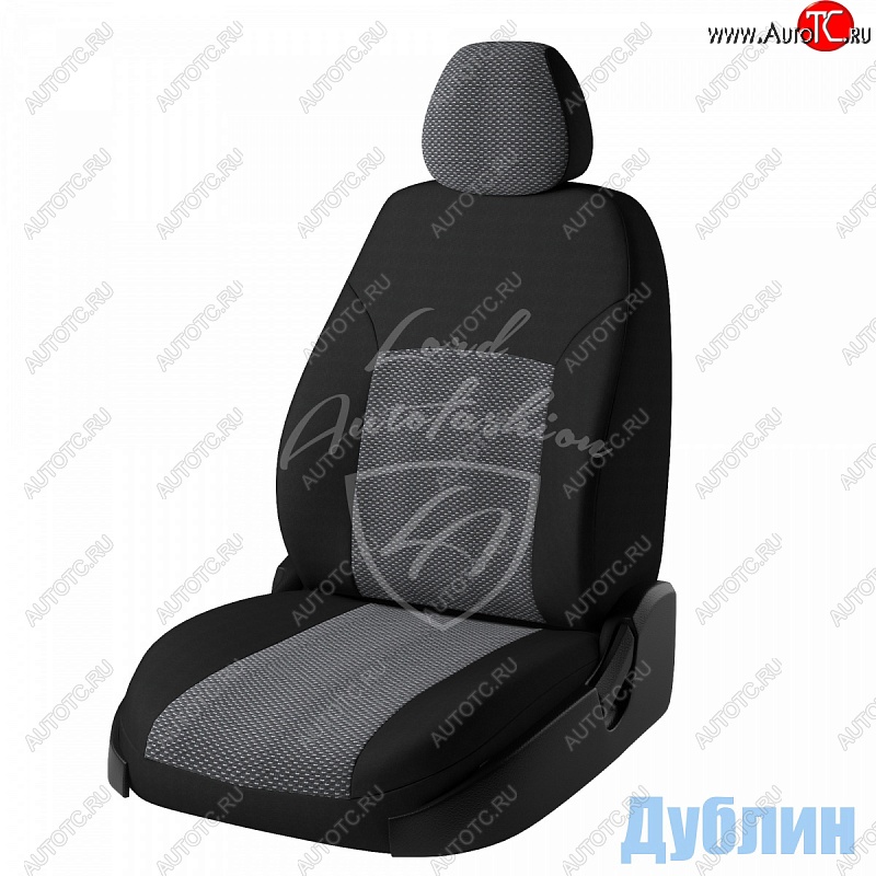 5 399 р. Чехлы для сидений  Niva (2016-2019) Lord Autofashion Дублин (жаккард) Лада 2123 (Нива Шевроле) 1 рестайлинг (2009-2020) (Черный, вставка Ёж Белый)  с доставкой в г. Белгород