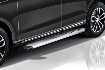 11 849 р. Пороги алюминиевые Slitkoff Chevrolet Niva 2123 рестайлинг (2009-2020) (Elite Silver)  с доставкой в г. Белгород. Увеличить фотографию 2