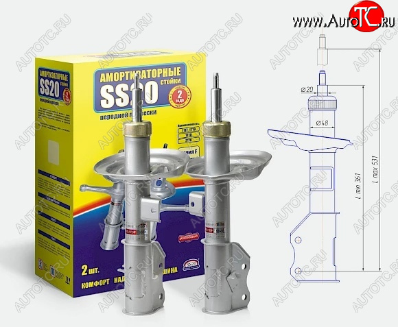 10 079 р. Амортизаторы передние SS20  Лада Веста ( 2180,  SW 2181) (2015-2025) седан дорестайлинг, универсал дорестайлинг, седан рестайлинг, универсал рестайлинг (Комфорт-ОПТИМА - универсальное решение для города и трассы)  с доставкой в г. Белгород