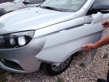 5 499 р. Переднее левое пластиковое крыло АвторитетПласт Лада Веста 2180 седан дорестайлинг (2015-2023) (Неокрашенное)  с доставкой в г. Белгород. Увеличить фотографию 2