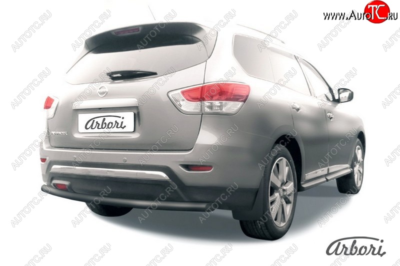4 149 р. Защита заднего бампера Arbori (черная, 1 труба d57 mm). Nissan Pathfinder R52 дорестайлинг (2012-2017)  с доставкой в г. Белгород