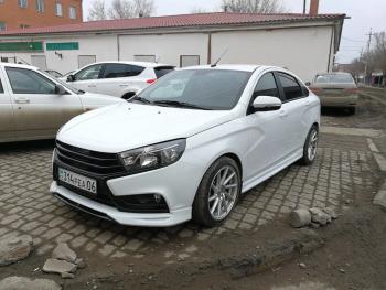 3 399 р. Пороги накладки VTS Лада Веста 2180 седан дорестайлинг (2015-2023) (Неокрашенные)  с доставкой в г. Белгород. Увеличить фотографию 2