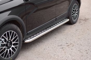 22 999 р. Порожки для ног из трубы Ø51 с алюминиевой площадкой Petroil Tuning Лада Веста SW 2181 универсал дорестайлинг (2017-2022) (Нержавеющая полированная сталь)  с доставкой в г. Белгород. Увеличить фотографию 4