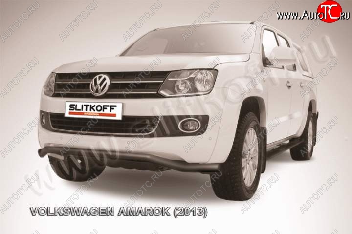 10 999 р. Защита переднего бампер Slitkoff Volkswagen Amarok дорестайлинг (2009-2016) (Цвет: серебристый)  с доставкой в г. Белгород