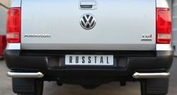 Одинарная защита заднего бампера из трубы диаметром 63 мм SLITKOFF Volkswagen Amarok (2009-2016) дорестайлинг