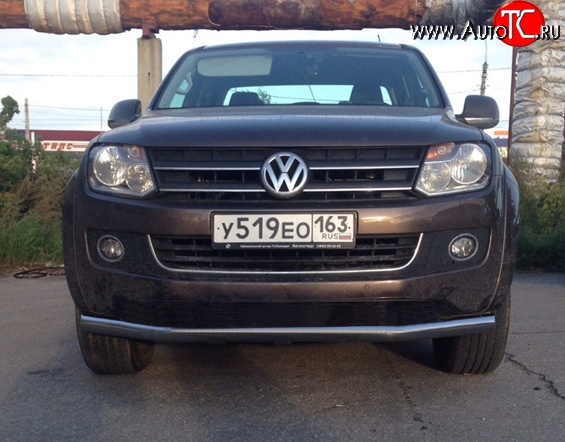 10 699 р. Защита переднего бампера d75x42 мм Металл Дизайн Volkswagen Amarok дорестайлинг (2009-2016) (полированная нержавейка)  с доставкой в г. Белгород