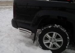 Защита заднего бампера (углы двойные d76 и 43 мм) Металл Дизайн Volkswagen Amarok дорестайлинг (2009-2016) (полированная нержавейка)