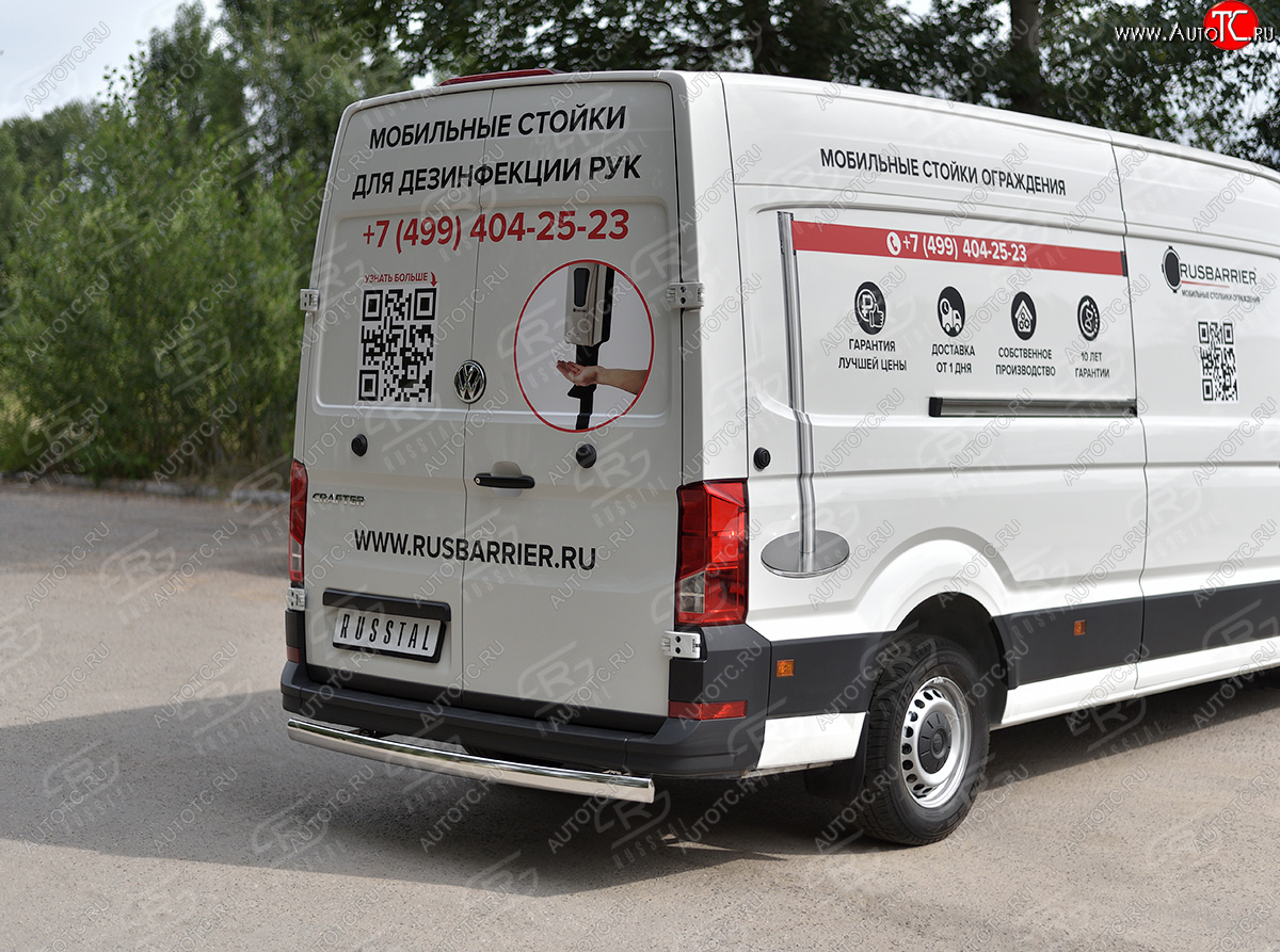 16 299 р. Защита заднего бампера (Ø75х42 мм, нержавейка) Russtal Volkswagen Crafter 2 (2017-2025)  с доставкой в г. Белгород