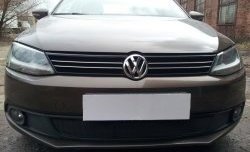 1 469 р. Сетка на бампер Russtal (черная) Volkswagen Jetta A6 седан дорестайлинг (2011-2015)  с доставкой в г. Белгород. Увеличить фотографию 2