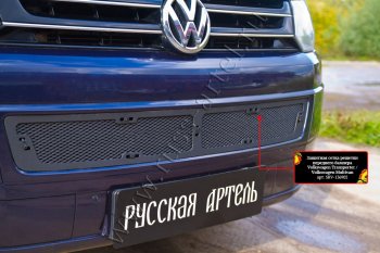 2 359 р. Защитная сетка решетки переднего бампера (шагрень) RА Volkswagen Transporter T5 рестайлинг (2009-2015)  с доставкой в г. Белгород. Увеличить фотографию 4
