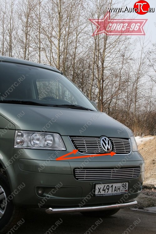 5 714 р. Декоративные элементы решетки радиатора Souz-96 (d10)  Volkswagen Transporter  T5 (2003-2009) дорестайлинг  с доставкой в г. Белгород
