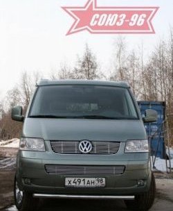 11 249 р. Защита переднего бампера одинарная Souz-96 (d60). Volkswagen Transporter T5 дорестайлинг (2003-2009)  с доставкой в г. Белгород. Увеличить фотографию 3