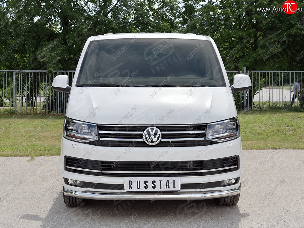 17 499 р. Защита переднего бампера (Ø63 мм, нержавейка) SLITKOFF Volkswagen Transporter T6 дорестайлинг (2015-2019)  с доставкой в г. Белгород