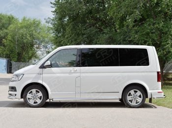 12 749 р. Правая защита порога SLITKOFF из круглой трубы диаметром 63 мм SLITKOFF Volkswagen Caravelle T6 дорестайлинг (2015-2019)  с доставкой в г. Белгород. Увеличить фотографию 2