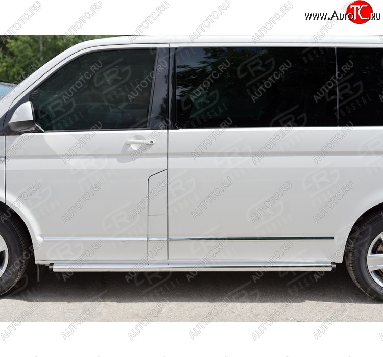 12 749 р. Правая защита порога SLITKOFF из круглой трубы диаметром 63 мм SLITKOFF Volkswagen Caravelle T6 дорестайлинг (2015-2019)  с доставкой в г. Белгород