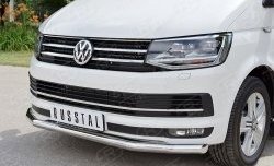 17 499 р. Защита переднего бампера (Ø63 мм, нержавейка, короткая база) SLITKOFF Volkswagen Transporter T6 дорестайлинг (2015-2019)  с доставкой в г. Белгород. Увеличить фотографию 2
