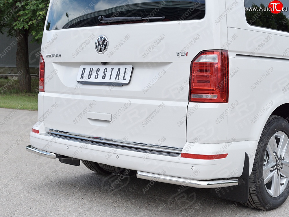 11 999 р. Защита заднего бампера (Ø42 мм, нержавейка, короткая база) SLITKOFF Volkswagen Transporter T5 рестайлинг (2009-2015)  с доставкой в г. Белгород