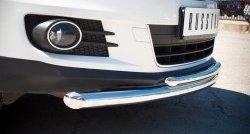 15 249 р. Защита переднего бампера (2 трубыØ63 и 42 мм, нержавейка) SLITKOFF Volkswagen Tiguan NF рестайлинг (2011-2017)  с доставкой в г. Белгород. Увеличить фотографию 2