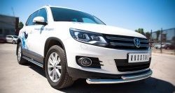 15 249 р. Защита переднего бампера (2 трубыØ63 и 42 мм, нержавейка) SLITKOFF Volkswagen Tiguan NF рестайлинг (2011-2017)  с доставкой в г. Белгород. Увеличить фотографию 3
