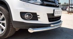 15 999 р. Защита переднего бампера (2 трубыØ76 и 42 мм, нержавейка) SLITKOFF Volkswagen Tiguan NF рестайлинг (2011-2017)  с доставкой в г. Белгород. Увеличить фотографию 2