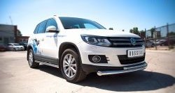 15 999 р. Защита переднего бампера (2 трубыØ76 и 42 мм, нержавейка) SLITKOFF Volkswagen Tiguan NF рестайлинг (2011-2017)  с доставкой в г. Белгород. Увеличить фотографию 3