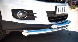 17 649 р. Защита переднего бампера (2 трубыØ76 и 63 мм, нержавейка, Sport & Style) SLITKOFF Volkswagen Tiguan NF рестайлинг (2011-2017)  с доставкой в г. Белгород. Увеличить фотографию 2