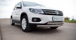 16 849 р. Защита переднего бампера (2 трубыØ75х42 мм, нержавейка) Russtal Volkswagen Tiguan NF рестайлинг (2011-2017)  с доставкой в г. Белгород. Увеличить фотографию 2